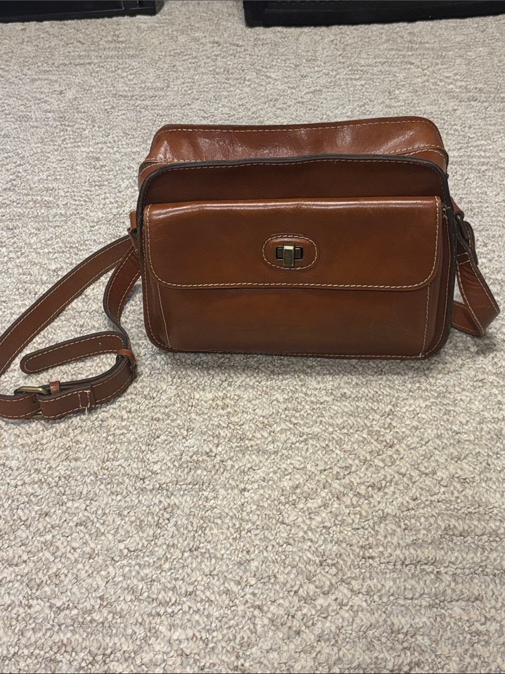 Patricia Nash Heritage Maxela Leather Crossbody Bag in tan